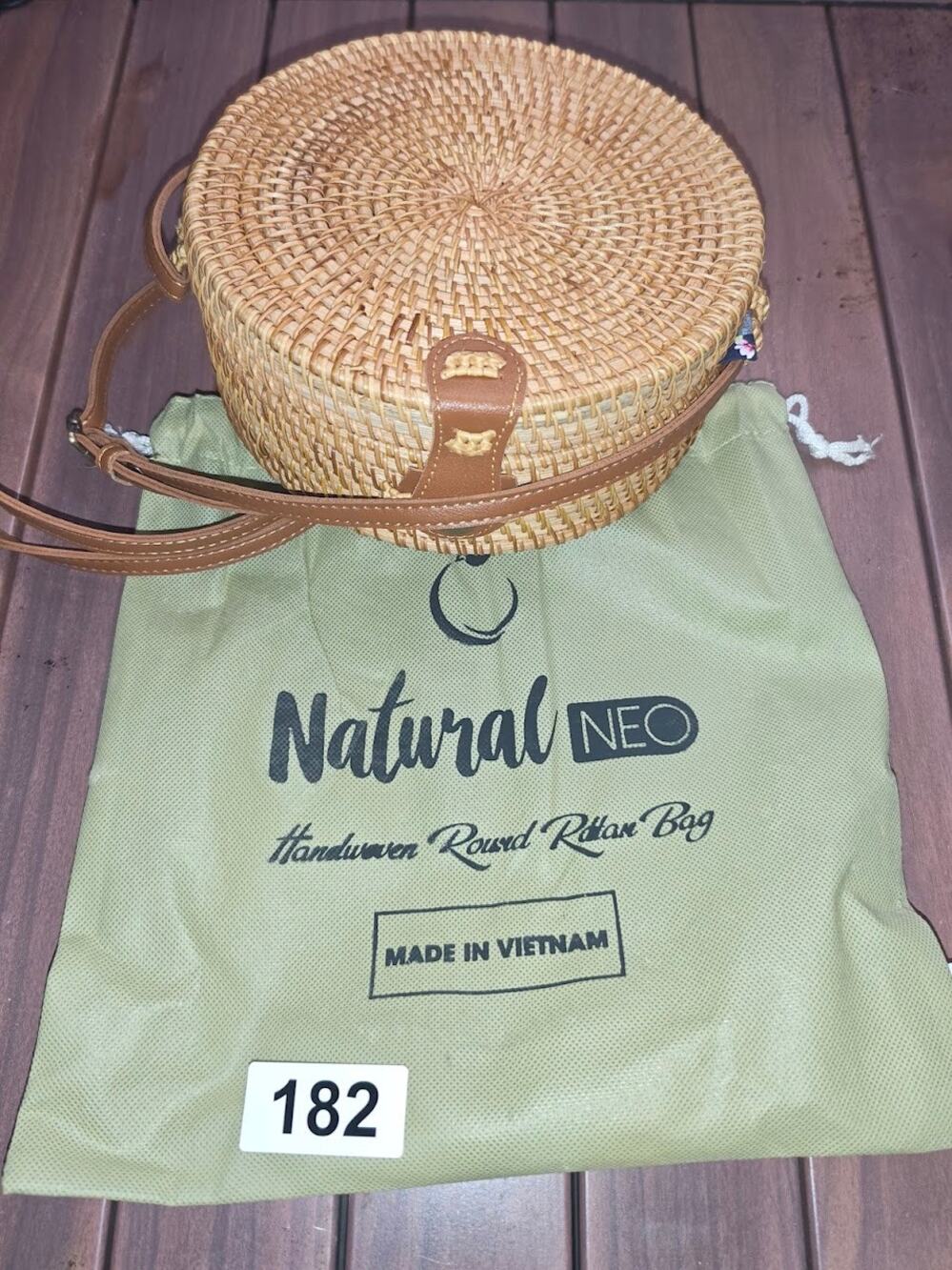 Natural NEO Handwoven Round Rattan Bag